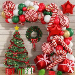 Party Decoration Christmas Balloon Wreath Set Red Cane Candy Background Layout Venue Atmosphere Gift