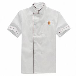 chef Coat Uniform Catering Jacket Clothing Casual Mens Jackets White Men Short Sleeve Executive Service Loose Costume Food 61cF#