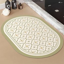 Bath Mats Diatom Mat Floral Super Absorbent Non Slip Quick Drying Shower Rugs For Bathroom Kitchen Floor Entrance Door Carpets