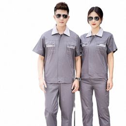 summer Short Sleeve Work Clothing Ctrast Colour Fi Wear Resistant Factory Workshop Worker Uniforms Repairman Work Coverall F1Em#