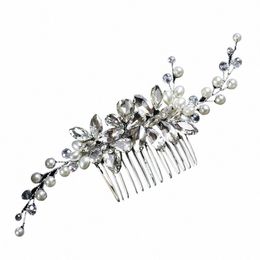 sier Rhineste Hair Accories Bridal Guest Wedding Headdr Pearls Elegant Women Head Jewellery for Ceremy Hair Comb j5Bo#