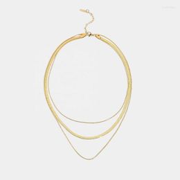 Chains 3-layer Snake Chain Necklace For Women Stacking Jewellery 14K Gold Plated Stainless Steel Chunky NecklaceChains Heal22266p