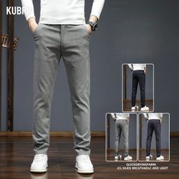 KUBRO Korean Style Slim Business Casual Trousers Spring Summer Fashion Small Straight Pants Men Soft Versatile Overalls 240328