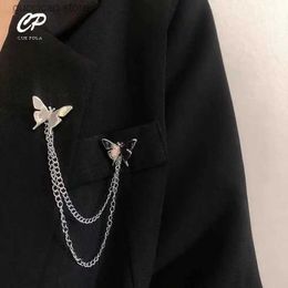 Pins Brooches Fashion Temperament Metal Butterfly Chain Tassel Suit Clip Decoration Pin Brooch Clothing Accessories Y240329