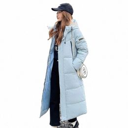 winter New Girlish Ultra Light Down Thick Lg Coats High Quality Simplicity Solid Warm Cosy Pockets Korean Style Hooded Outwear J0WK#