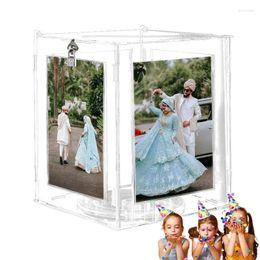 Party Supplies Acrylic Card Box Rotatable Picture Frame Holder Clear Wedding Envelope Money For Reception Toddler Shower