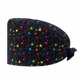 scrub Adjustable new printing multicolor sweat-absorbent Fi cap nursing cleaning nurse uniform accories unisex scrub cap J3YF#