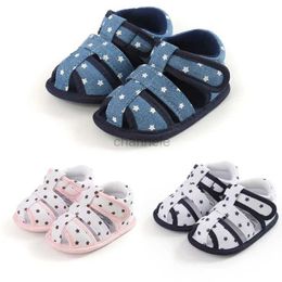 Sandals 0-18M Infant Baby Star Print Sandals Kid Boy Girl Soft Sole Crib Shoes Toddler Summer Sandals Shoes 240329