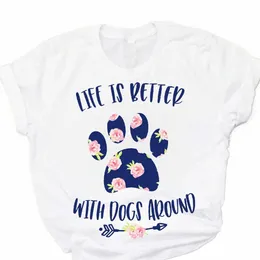 plus Size Women Dog Mom Letters Pet Fr Short Sleeve Fi Printed Summer Lady Womens Clothing Tops T-Shirt Tees Wear Shirt W6w2#