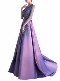 temperament O-neck Embroidery Appliques Evening Dr Slim Waist Pleated Prom Dres Sleevel Elegant Wedding Party Vestidos A1wd#