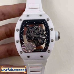 Mens Automatic Watch White Ceramic Hollow Out Personalized Fashion Luminous Tape Waterproof high quality