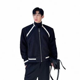 noymei 2024 Winter Trend Fiable Persality ctrast Colour men's Screw Mouth Decorati coat Korean Cott Jacket WA3125 L99p#