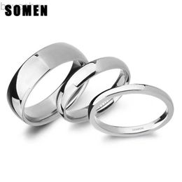 Wedding Rings Somen 2mm/4mm/6mm Polished Silver Colour Titanium Ring Women Smooth Wedding Band Minimalism Simple Stack Rings Female Jewellery 24329