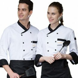 restaurant Kitchen Clothes Hotel Bar Uniform with Lg Sleeve Housekee Uniforms Staff Women Tunic Tops Jackets 69EM#