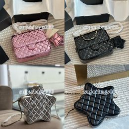 Mini Star Women Designer Shoulder Bag Flap Trend Coin Purse Luxury Handbag Patent Leather Matelasse Chain Evening Clutch Card Holder Suitcase star handbag