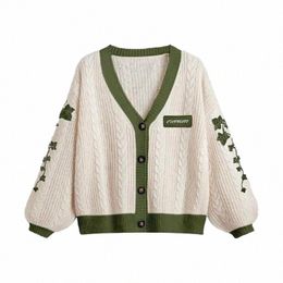 evermore Cardigan Taylor Versi Green Vine Embroidered Butt Down Cable Knit Sweater Women Fall Winter Vintage Outfit F7Yt#