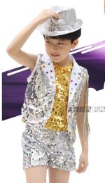 Jazz Dance Performance Costumes Boys and Girls Sequins Modern Dance New Poncho Skirt Stage Performance Suit