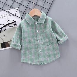 IENENS Boy Long Sleeves Shirts Baby Boys Striped Shirt Kids Tops Tees Shirts Spring Child Casual Thin Blouse 240314