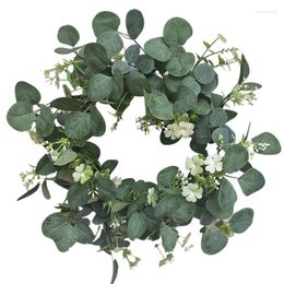 Decorative Flowers YO-Eucalyptus Leaves Wreath Artificial Four Leaf Clover For Festival Front Door Window And Farmhouse Decoration