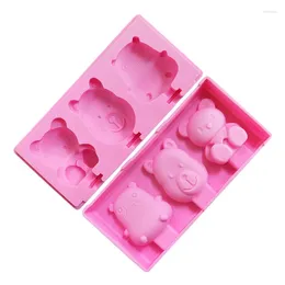 Baking Moulds 3 Consecutive Bearish Silicone Ice Cream Moulds With Lid And No Stick Summer DIY Handmade Mould XG7047