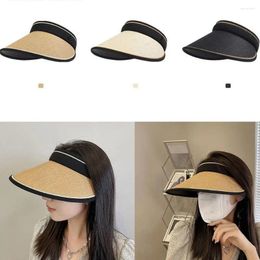 Wide Brim Hats Summer Empty Top UV Protection Large Visors Casual Straw Cap Sunshade Beach Hat Sun