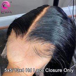 Eva 5x5 Hd Lace Closure Straight 13x4 Frontal Hand Tied Human Hair Closures Free Part Pre Plucked 240327