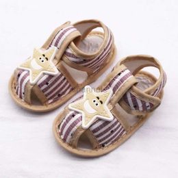 Sandals Newborn Baby Sandals Cartoon Cotton Shoes Stripes Casual Shoes First Walkers Newborn Soft Sole Toddler Crib Shoes 0-18M 240329