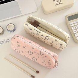 Stationery Holder Love Pencil Bag Box Ins Style Pouch Desktop Storage Pink And White
