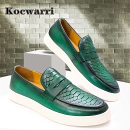 Shoes Genuine Leather Men's Dress Shoes Casual Comfort Handmade Shoes Crocodile Pattern Loafers Banquet Party Office Flat Men's Shoes