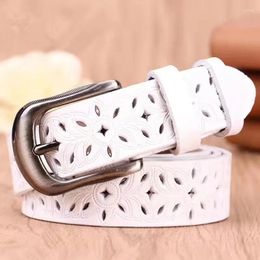 Belts 115CM Belt Hollow Pattern Ladies Trend Waistband Genuine Woman Vintage Pin Buckle Imitation Leather Strap Jeans