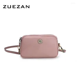 Shoulder Bags Low Price Sales 2 Zipper Sweet Girl's Cross-body Messenger Bag Women's Genuine Leather T058