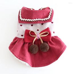 Dog Apparel Winter Small Dress Cute Warm Pet Clothes Red York Maltese Shih Tzu Poodle Year Outfits Fashion Puppy Skirt Costumes