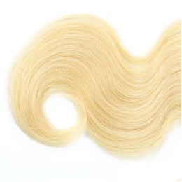 Human Hair Wefts With Closure Malaysian Unprocessed Har Body Wave 3 Bundles 4X4 Lace 613 Blonde Virgin Extensions Drop Delivery Produc Otwsr