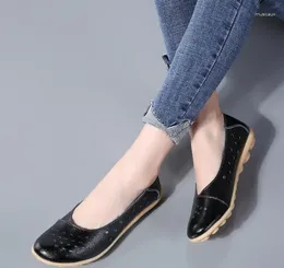 Casual Shoes Summer Genuine Leather Women Flats Cut-Outs Comfortable Maternity Women's Loafers Female Solid Shoe Large Size