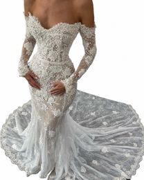 2023 Elegant Mermaid Wedding Dres Sexy Sweetheart Beads Appliques Lace Bridal Gowns Custom Made Sweep Train Vestidos De Novia V60G#