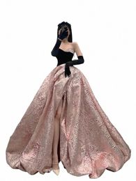 black Stain Elegant Evening Dres A-Line High Slit Strapl Sleevel Backl Floor-Length Party Bridal Gown Robe de Soiree q2TA#