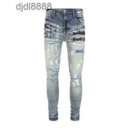Men's designer pants amira Autumn New Spicy Ink Hole Light Blue Mens Jeans