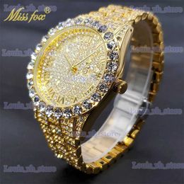 Other Watches MISSFOX Brand Golden For Men Full Diamond Stylish Master Style Couple es Gift Wholesale T240329