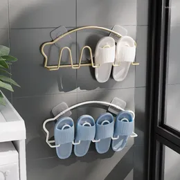 Hooks Bathroom Wall Slippers Storage Rack Mounted No-Punch Shoe Drying Racks