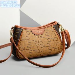 Wholesale factory ladies shoulder bag simple atmospheric leather handbag classic letter printing mobile phone coin purse retro contrast leather backpack 3089