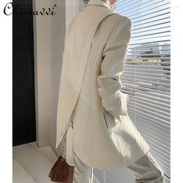 Women's Suits Fashion Side Slit Suit Jacket Women Spring Right-Angle Shoulder Profile Loose-Fit Slim Coats Casual Long-Sleeved Lady