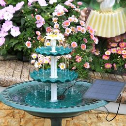 3 Tiered Bird Bath with 3W Solar Pump DIY Fountain Detachable and Suitable for Garden Decoration 240314