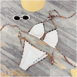 Women'S Swimwear Womens Y Bikinis Black White Suit Summer Women Fashion Beachwear Bikini Bathing Push-Up Set Drop Delivery Apparel Cl Dhkfx