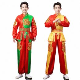 adult Men Yangko Dance Costumes Traditial Ethnic Stage Performance Fan Folk Dancing Clothing Chinese Vintage Attire Outfit z5eh#
