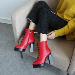 Fashion shoes woman platform boots spring autumn ankle boots for women top quality high heels shoes big size 34-43 N267