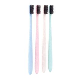 new 2024 1pcs Round Tubes Bamboo Toothbrush Portable Soft Charcoal Tooth Brush Tongue Cleaner for Kids and Adults Oral Hygienfor kids and