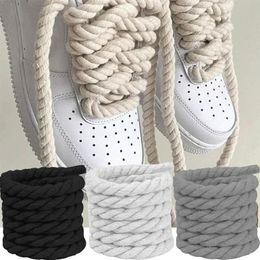 2PCS 120160CM Thick Cotton Line Weaving Twisted Rope Bold Shoelaces Women Men Sneakers Lowtop Canvas Shoe Laces Strings 240321