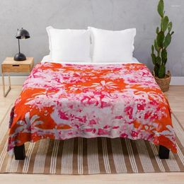 Blankets Orange And Pink Chinoiserie Watercolor Throw Blanket Sofas Sofa