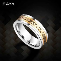 Wedding Rings 18K Gold Ring for Men Tungsten Inlay High Quality Braided Real Gold Jewelry Business Noble Wedding BandCustomized 24329