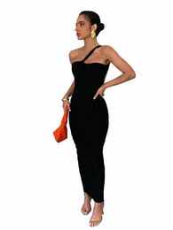 kliou Asymmetrical Ccise Solid Maxi Dr Women Elegant Off Shoulder Backl Ruched Skinny Robe Female Party Evening Clothing j6Na#